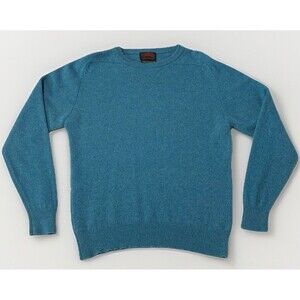 O’Connell’s Scotland Shetland Wool Sweater Mens 42/Med Blue Heathered Turquoise
